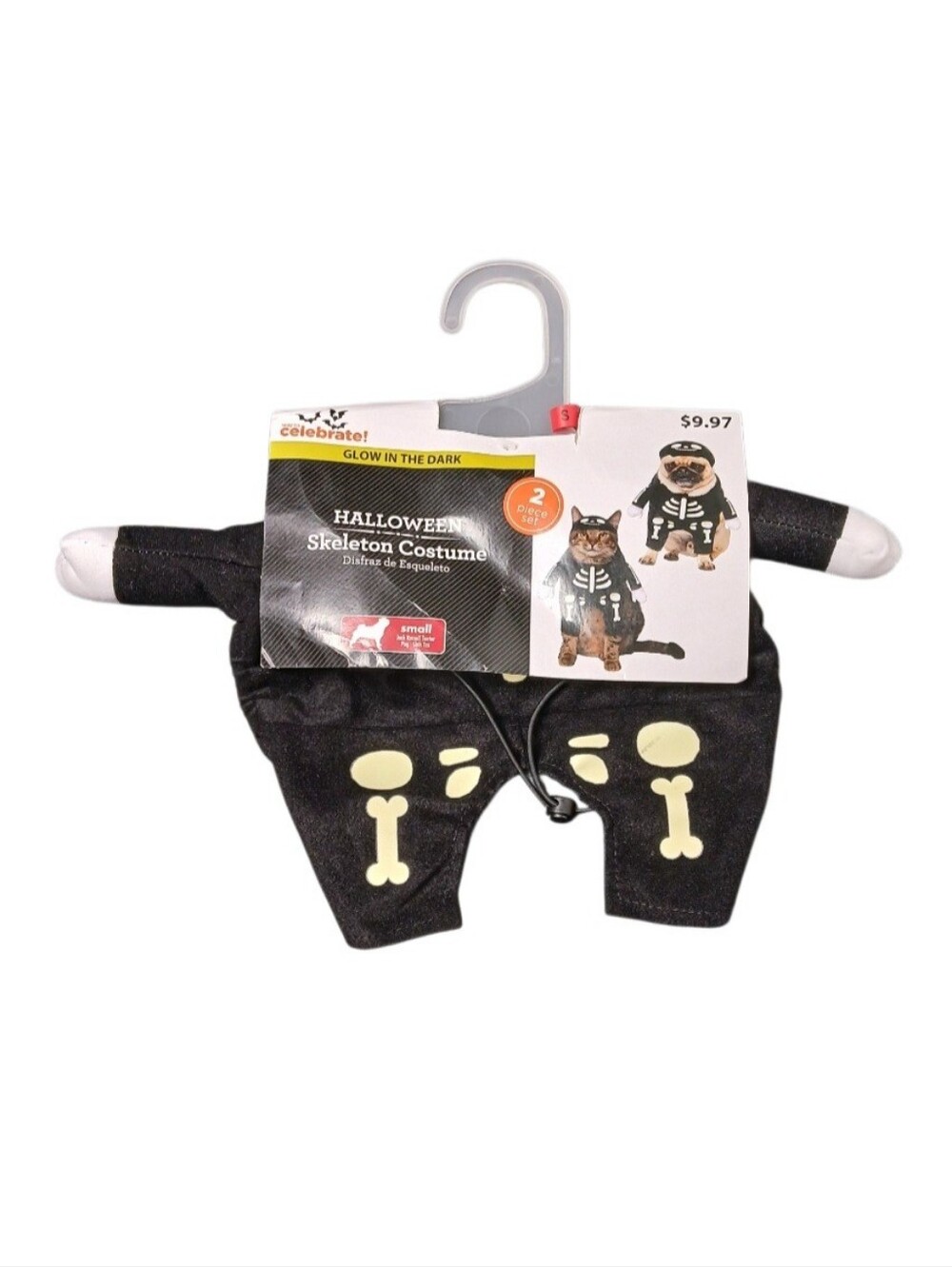 Way To Celebrate! Glow-In-The-Dark Black Skeleton Pet Costume - Small